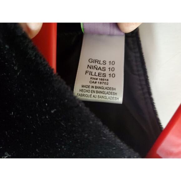 Dollie & Me Girl's Black Velvet Red Plaid Gold Bow Size 10 Tie Back Belt Buttons - Picture 11 of 15